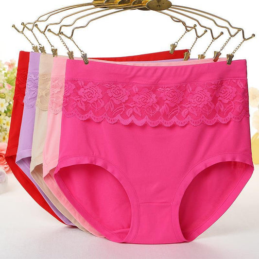 Solid color cotton lace panties