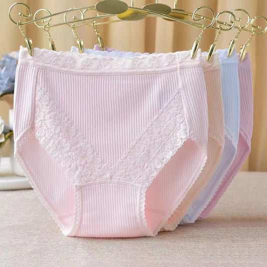 100% Cotton High Waist Lace Panties