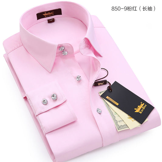 Men's business casual crystal button shirt