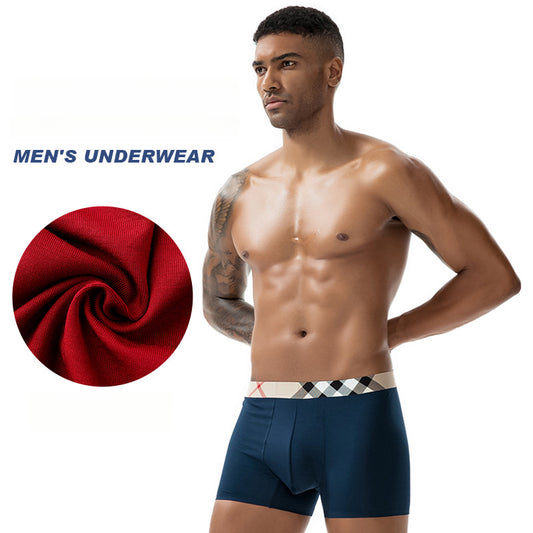 Men's Simple Striped Plaid Contrast Color Breathable Boxer Briefs