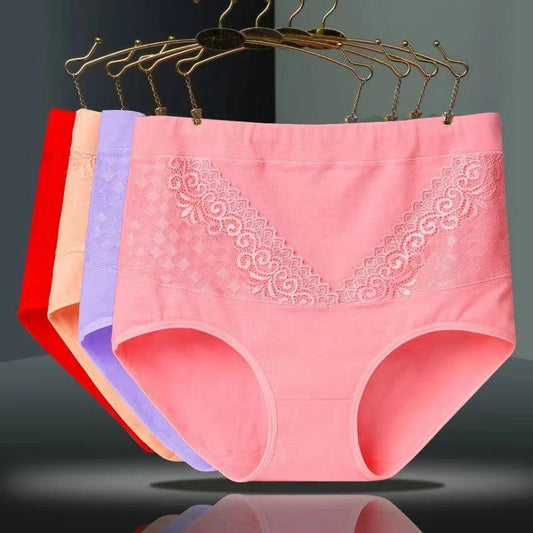 High-Waisted Abdomen Lace Panties