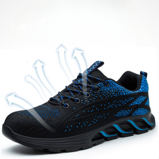 Men's Flying Woven Anti-smash and Anti-stab Safety Shoes
