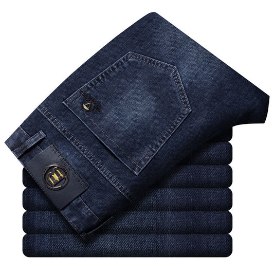 Men's Straight Leg Loose High Waist Business Stretch Casual Jeans