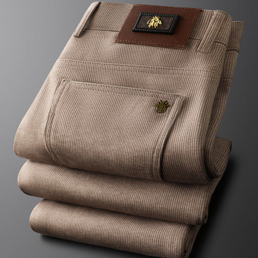 Men's Winter Striped Soft Business Casual Pants