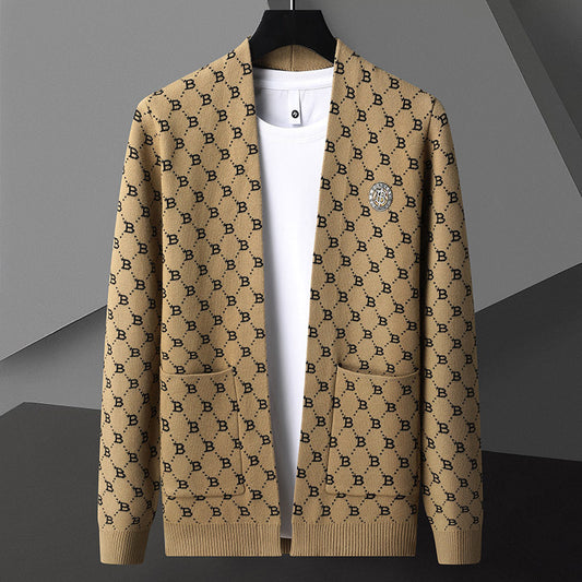 New Printed Stitching Cardigan Sweater