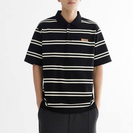 Men's Anti-Wrinkle Memory Foam Striped Polo Shirt