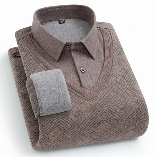 Men's Thickened Plush Two-Piece Warm Shirt