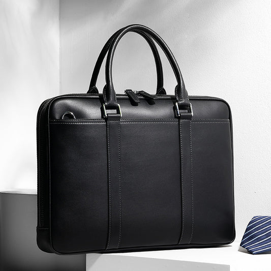 Men's Business Genuine Leather Casual Simple Shoulder Crossbody Briefcase Handbag