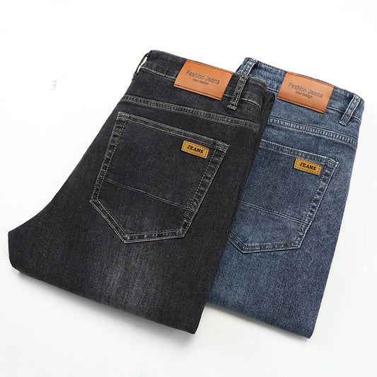 Men's Cotton Loose Straight Business Stretch Versatile Jeans