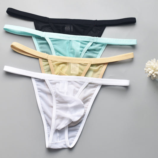 Men's Sexy Low Waist Breathable See-through Mesh Briefs