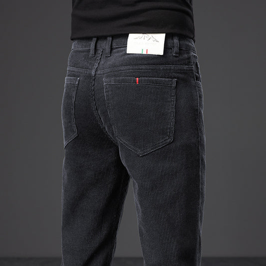 Men's Plus Velvet Casual Straight Corduroy Pants