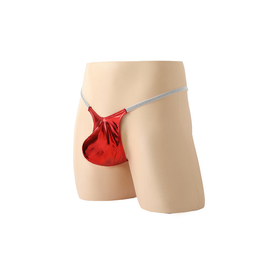 Men's Low Rise Sexy Shiny Leather Thong