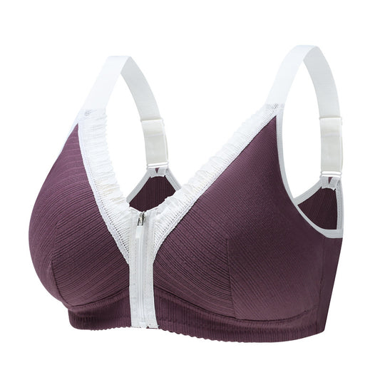 Zip Front Wireless Wide Strap Bra