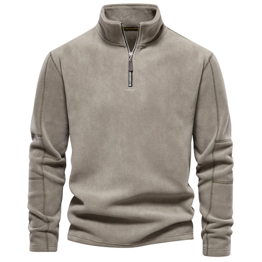 Men's Stand-up Collar Half-zip Long-sleeved Trendy Versatile Top