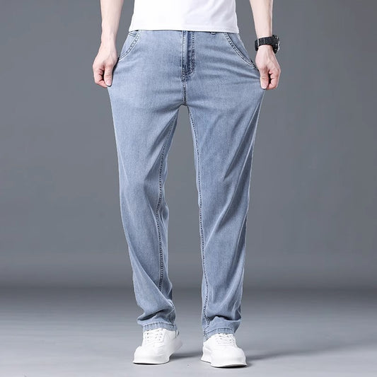 Men's High-end Thin Business Casual Ice Silk Soft Jeans