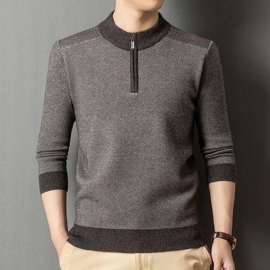 Jacquard half turtleneck thick warm casual sweater