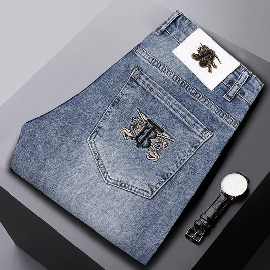 New high-end embroidered casual jeans