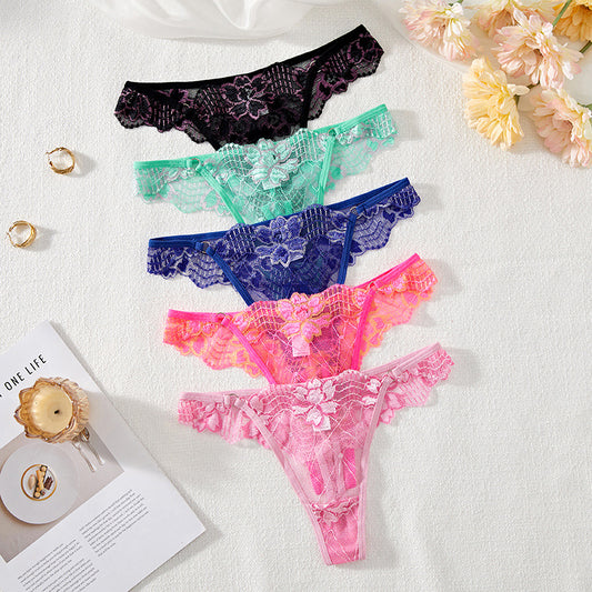 New Lace Flower Color Matching Comfortable Breathable Thong