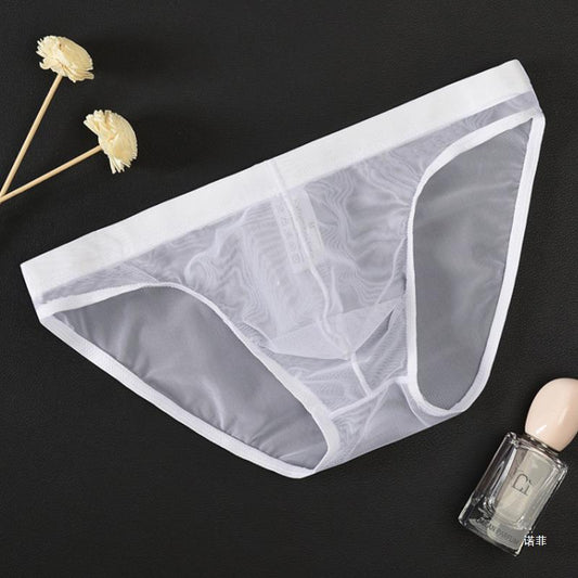 Men's Mesh Low Waist Sexy Ice Silk Briefs