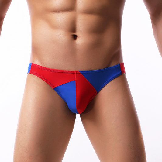 Men's Sexy Ice Silk Colorblock Briefs