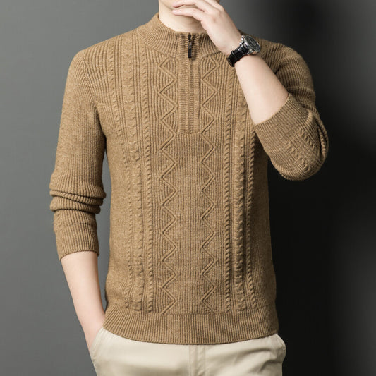 Thickened warm half-zip knitted bottoming sweater