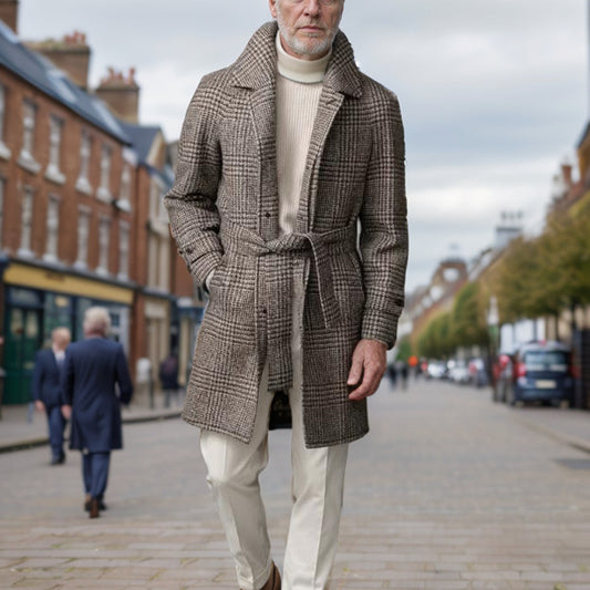 2024 Winter New Men's Wool Plaid Cotton Coat