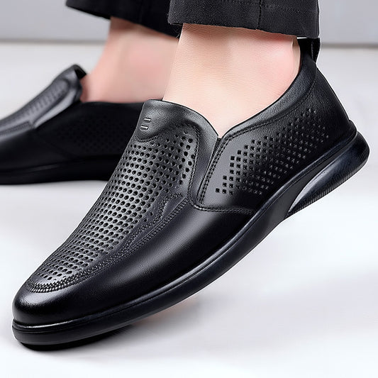 Men's Hollow Soft Sole Lightweight Breathable Leather Shoes