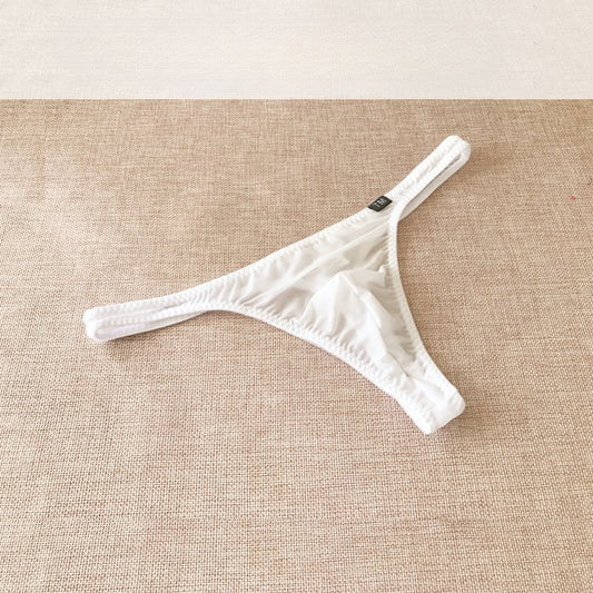 Men's Low Waist Elastic Skin-friendly Sexy Ice Silk Transparent Thong