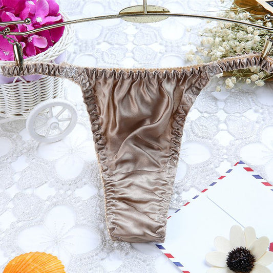 Men's 100% Mulberry Silk Sexy Low Rise Thong