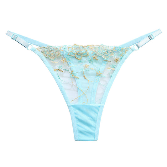 Sexy Embroidered Hollow Mesh Thong