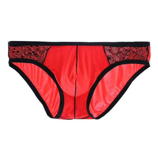 New Men's Lace Ice Silk Stitching Briefs -