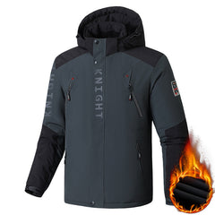 Men's Winter Large Size Velvet Thickening Color Matching Windproof and Rainproof Jacket