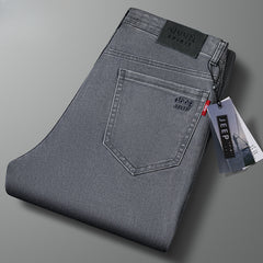 Men's New High-end Straight-leg Loose Stretch High-waisted Jeans