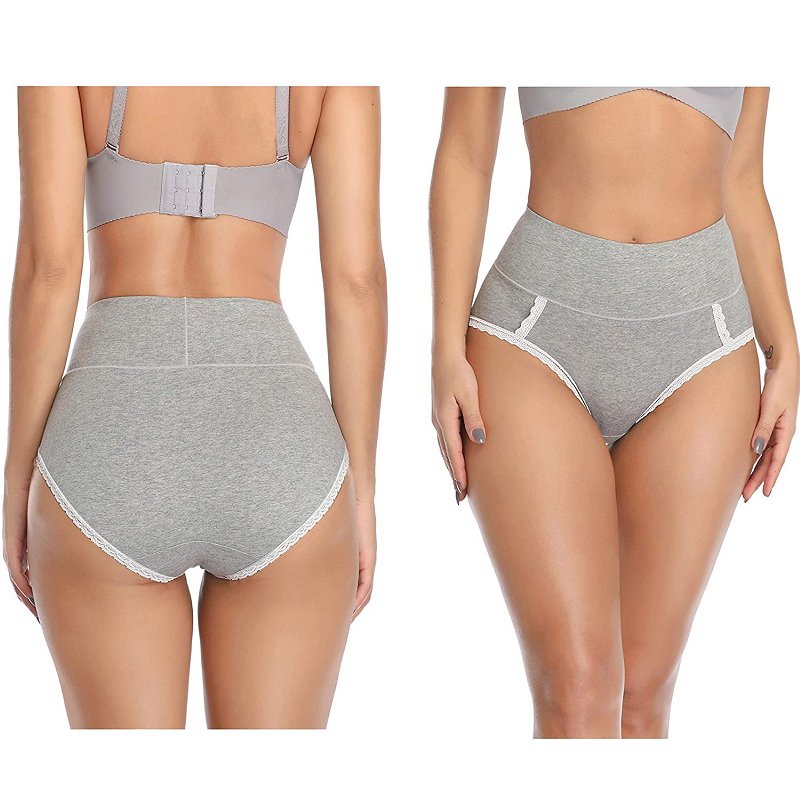 Cotton High Waisted Womens Double-Layer Waistband Soft Underwear -  