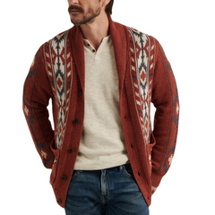 Men's New Lapel Jacquard Knitted Cardigan Sweater