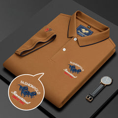 Men's New Embroidery Business Fashion Casual Short-sleeved Polo Shirt
