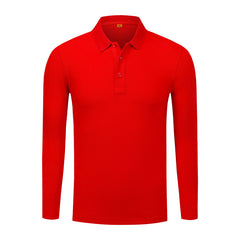 Men's Cotton Long-sleeved Lapel Polo Shirt
