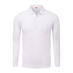 Men's Cotton Long-sleeved Lapel Polo Shirt