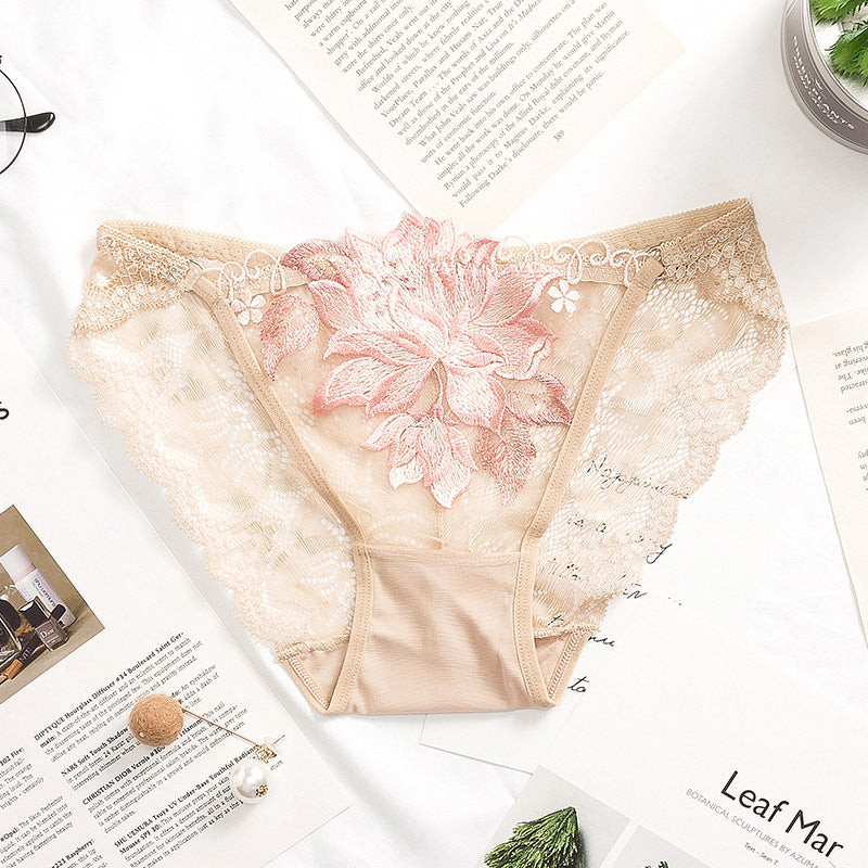 Sexy Embroidered Lace Butt Lifting Briefs