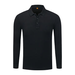 Men's Cotton Long-sleeved Lapel Polo Shirt