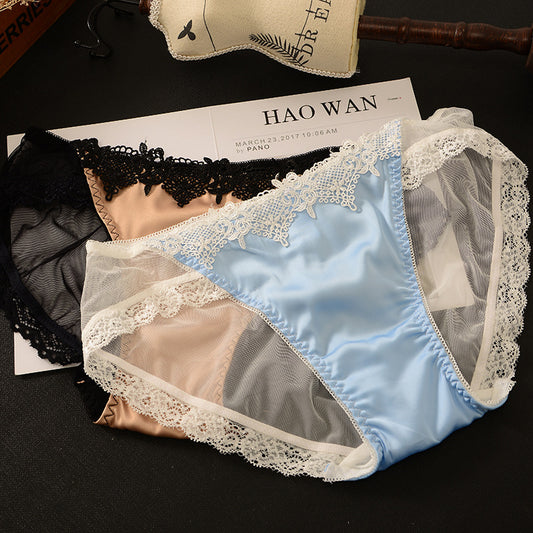 Ultra-thin Mesh, Highly Elastic, Breathable, Sexy, Comfortable, Low-waisted Lace Briefs