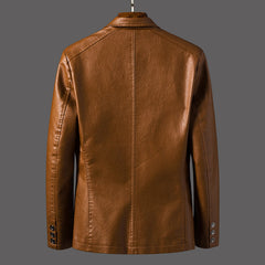 Men's New Suit Collar Business Casual Leather Jacket