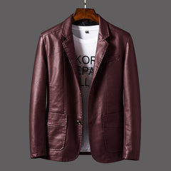 Men's New Suit Collar Business Casual Leather Jacket