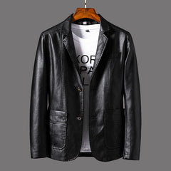 Men's New Suit Collar Business Casual Leather Jacket