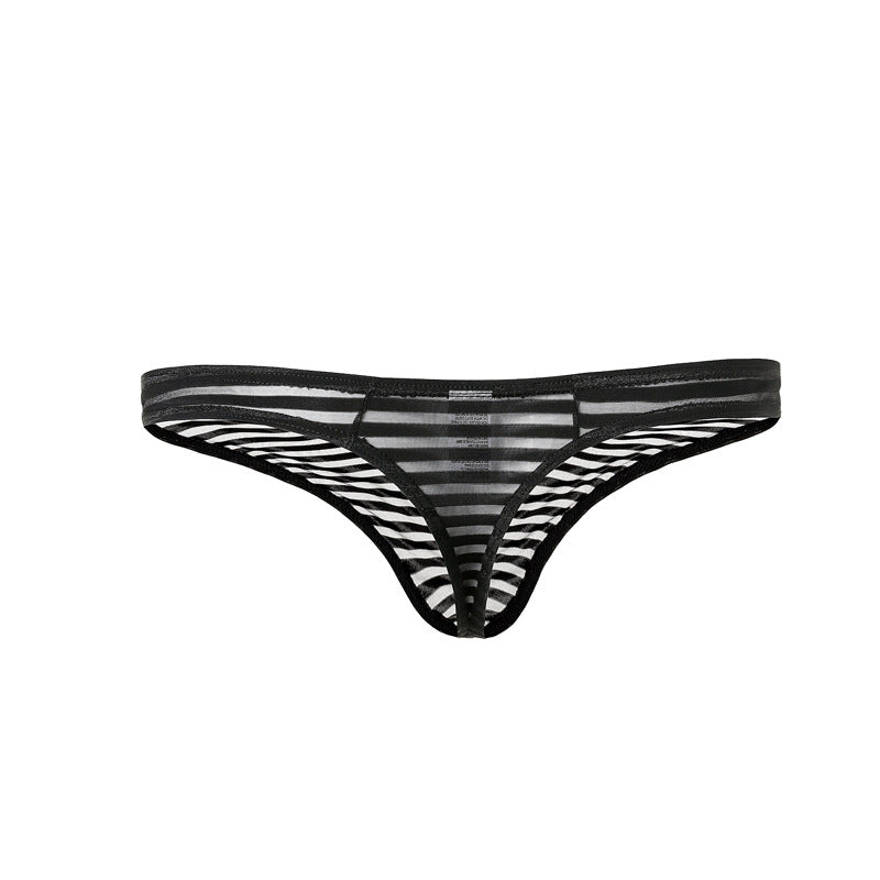 Men's Sexy Striped Breathable Mesh Low Waist Thong