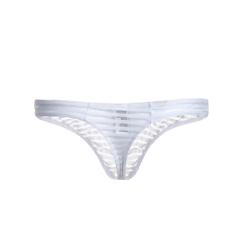 Men's Sexy Striped Breathable Mesh Low Waist Thong