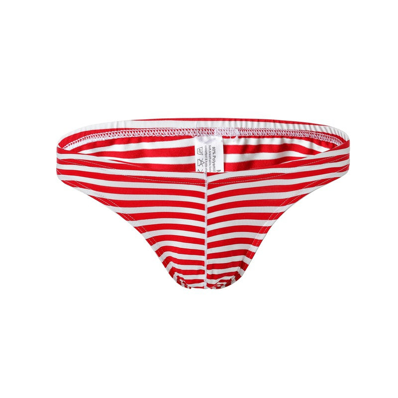 Men's Polyester Fashionable Low-waist Sexy Striped Comfortable Briefs
