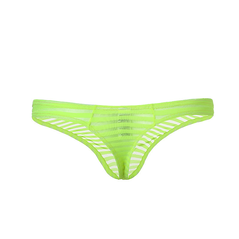 Men's Sexy Striped Breathable Mesh Low Waist Thong