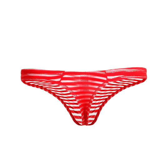 Men's Sexy Striped Breathable Mesh Low Waist Thong