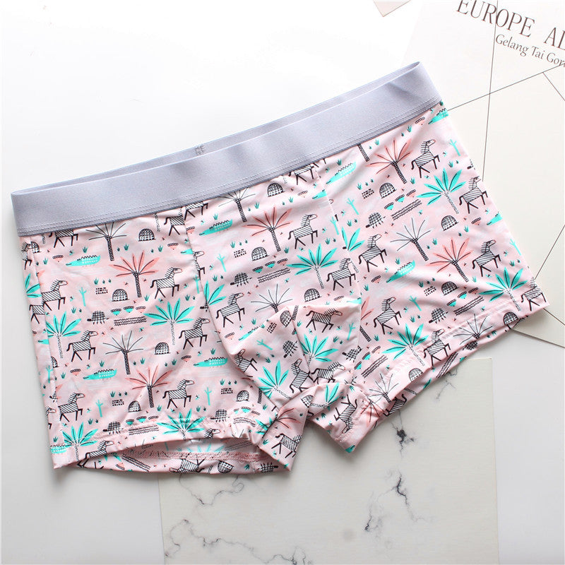 Men's High Quality Ice Silk Breathable Stretch Printed Fashionable Sexy Boxer Briefs